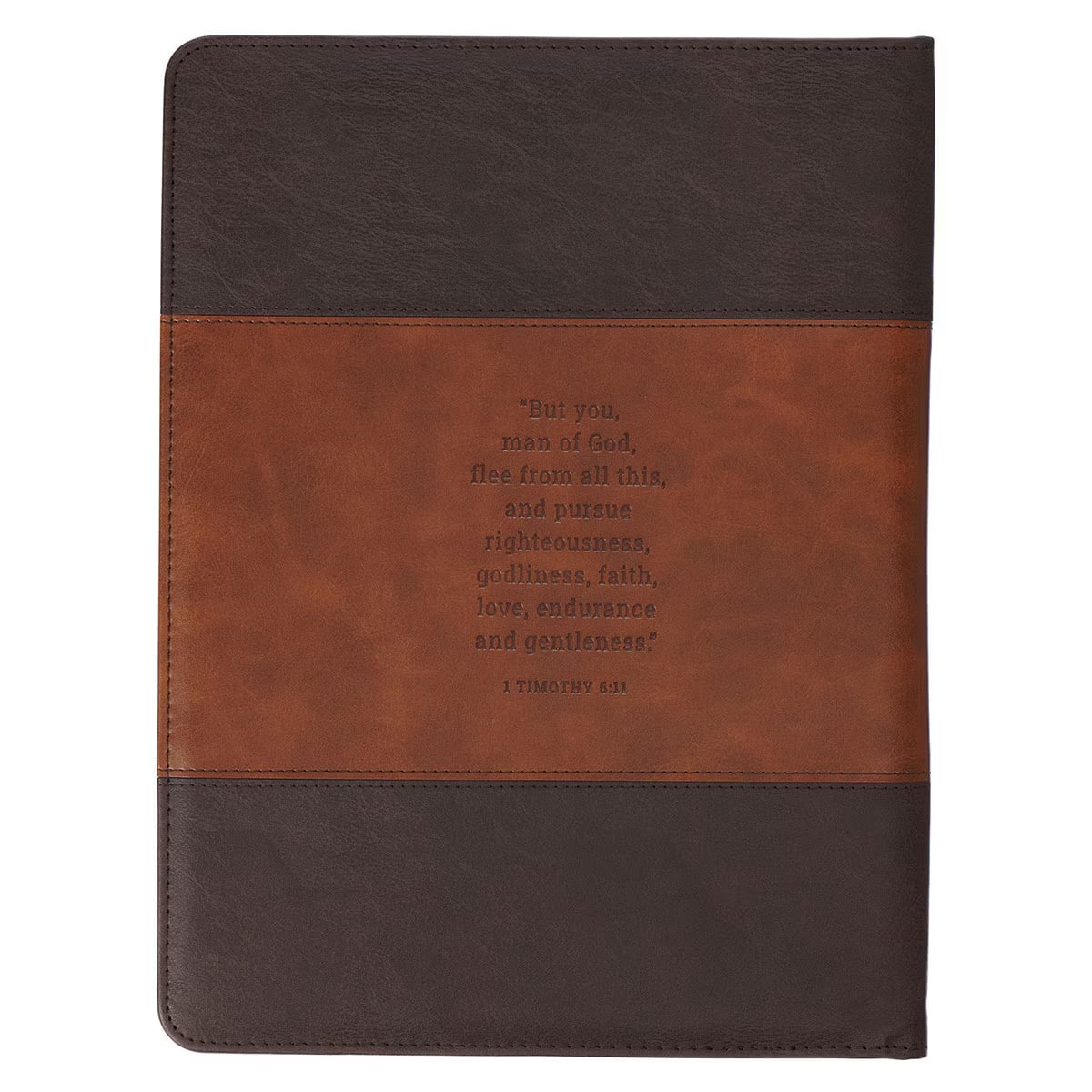 Man of God Honey-brown and Espresso Executive Padfolio - 1 Timothy 6:11