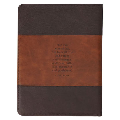 Man of God Honey-brown and Espresso Executive Padfolio - 1 Timothy 6:11