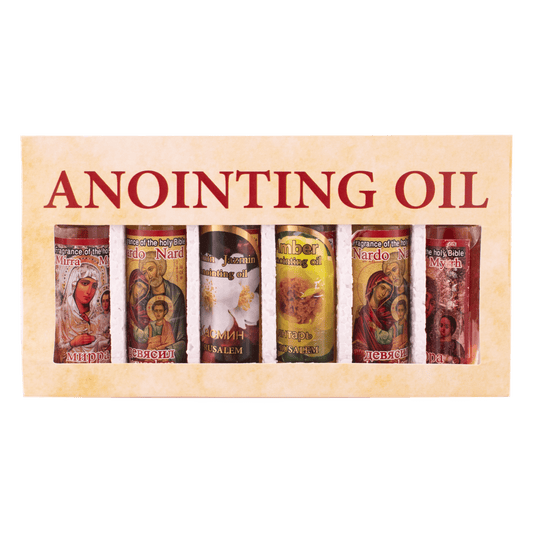 Aromatic oils from the Holy Land -Includes two Myrrh, Jasmin, Amber, and two Nard 