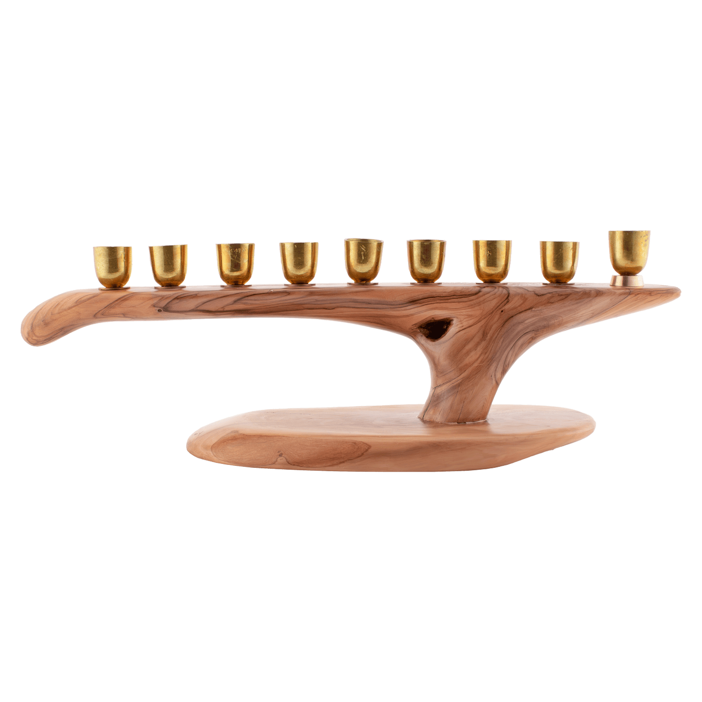 Handcarved Hanukkiah made of olive wood