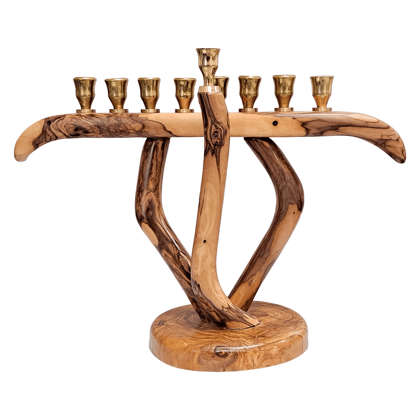 Handcarved Hanukkiah made of olive wood