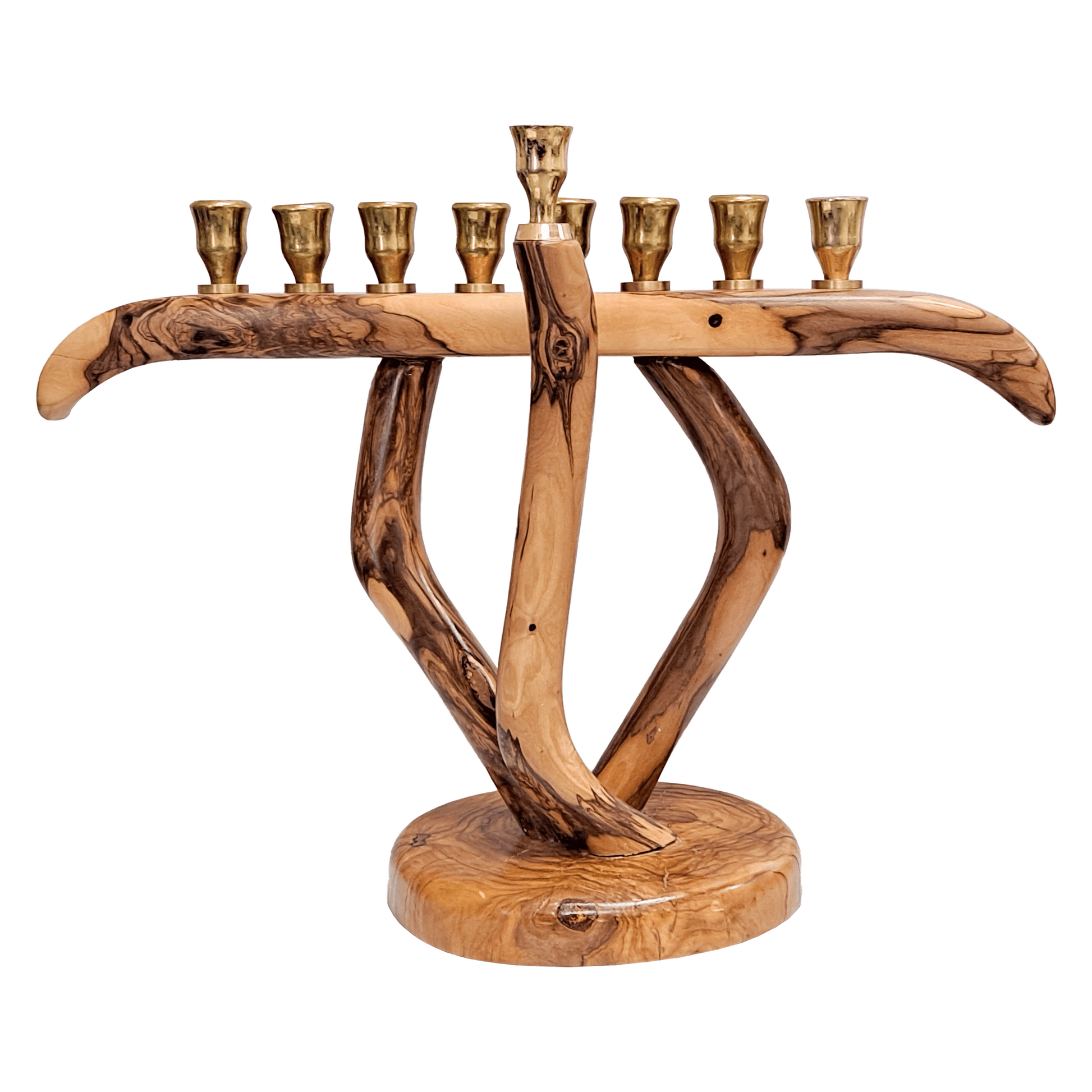 Handcarved Hanukkiah made of olive wood