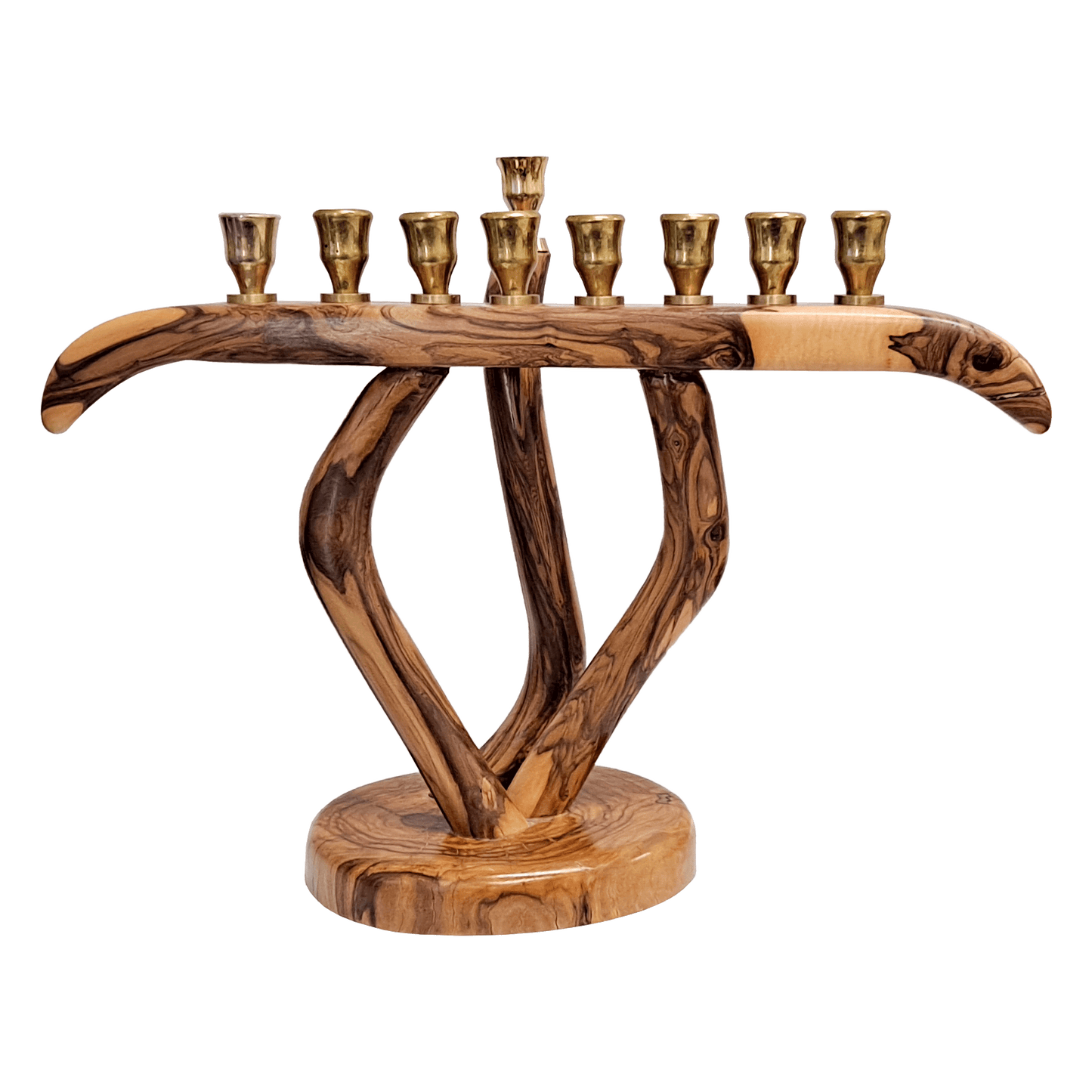 Handcarved Hanukkiah made of olive wood