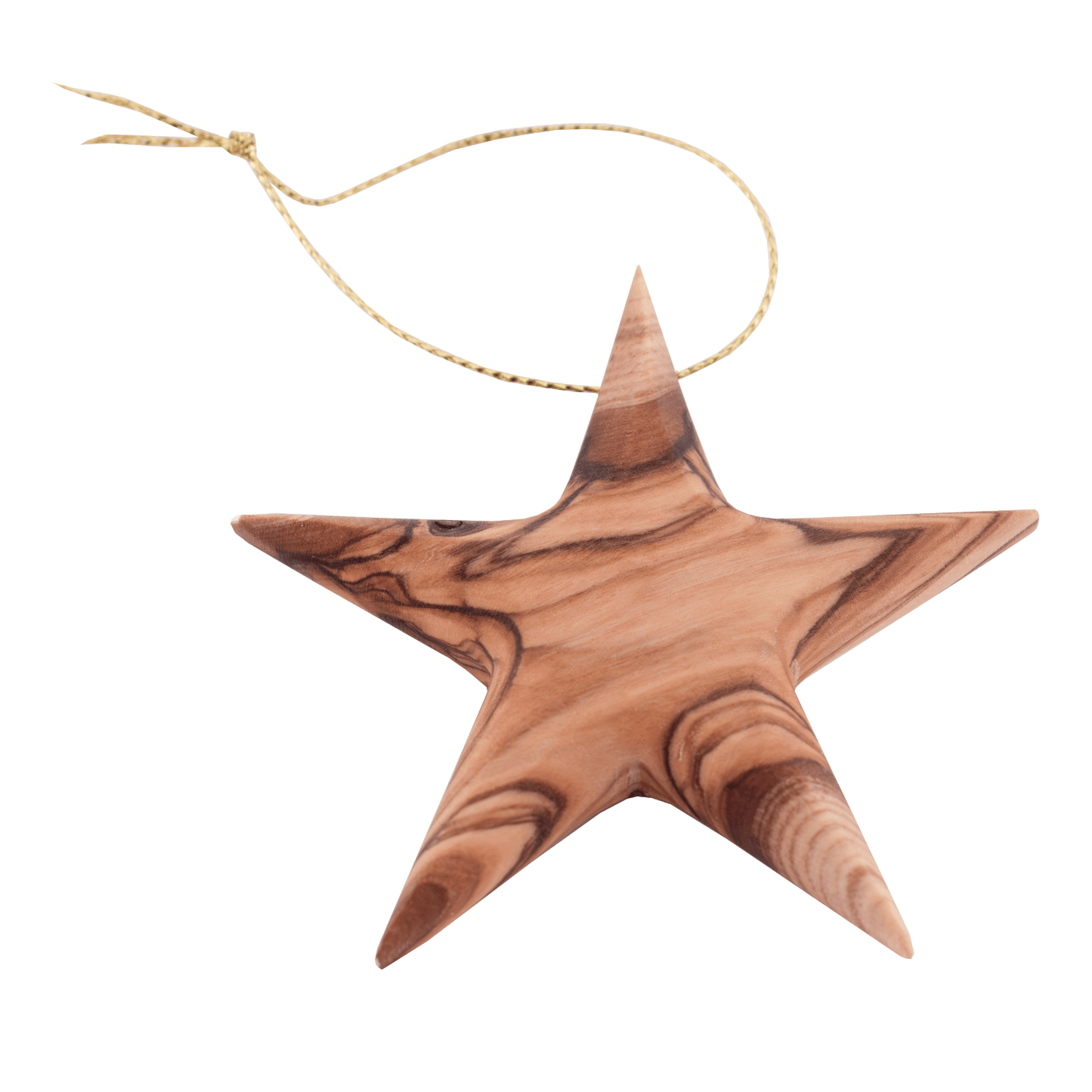 Handcrafted olive wood star ornament