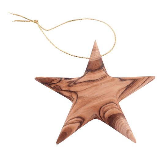 Handcrafted olive wood star ornament