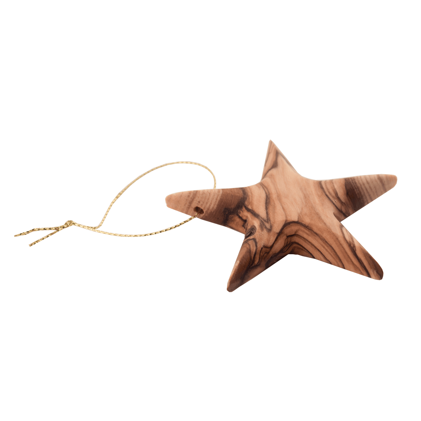 Handcrafted olive wood star ornament