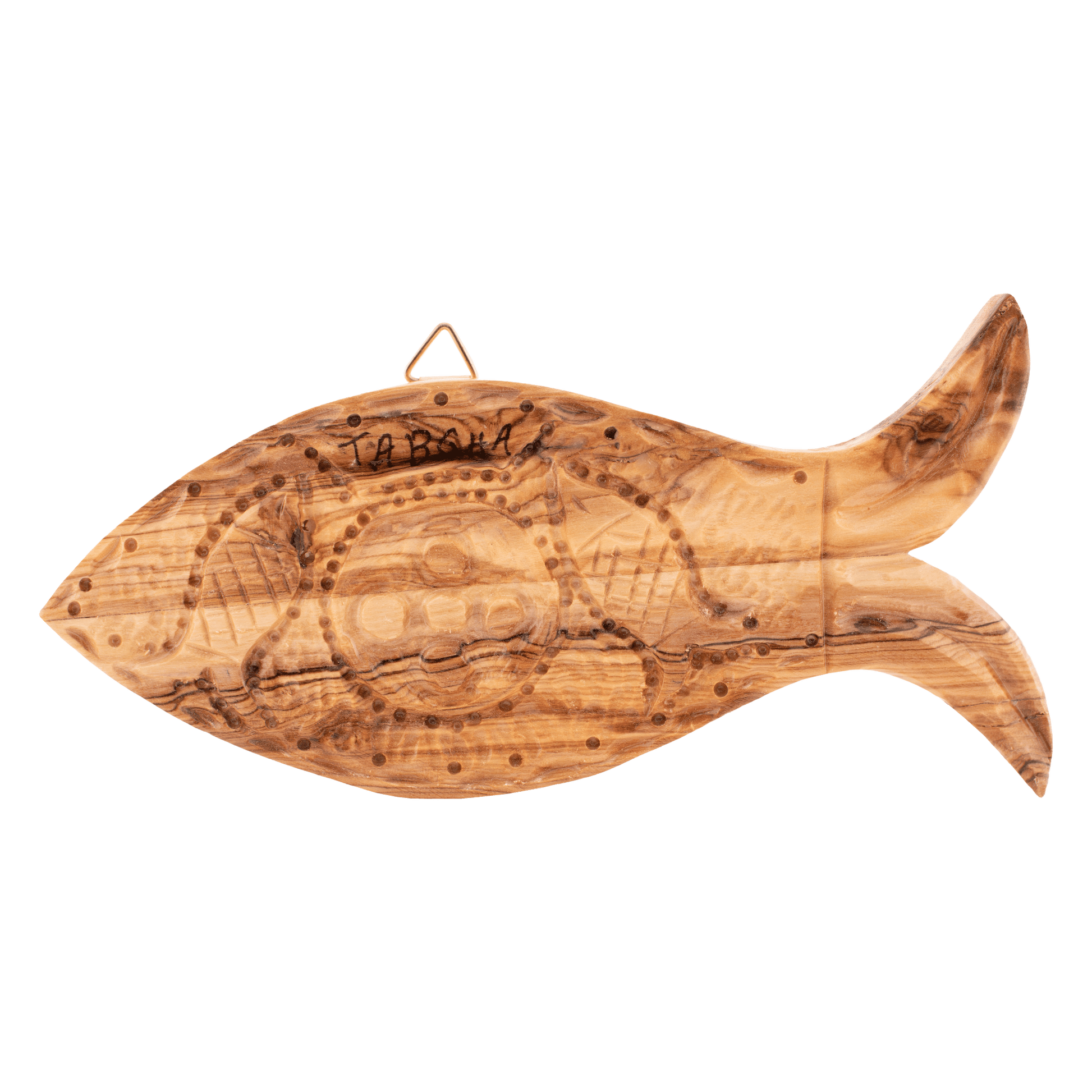 Fish-shaped olive wood wall hanging