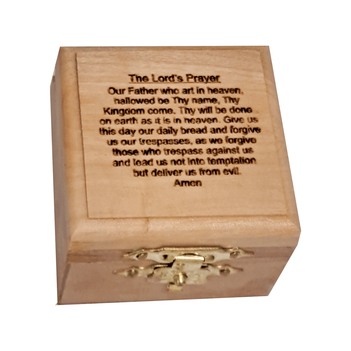 Lord's Prayer Square Olive Wood Box