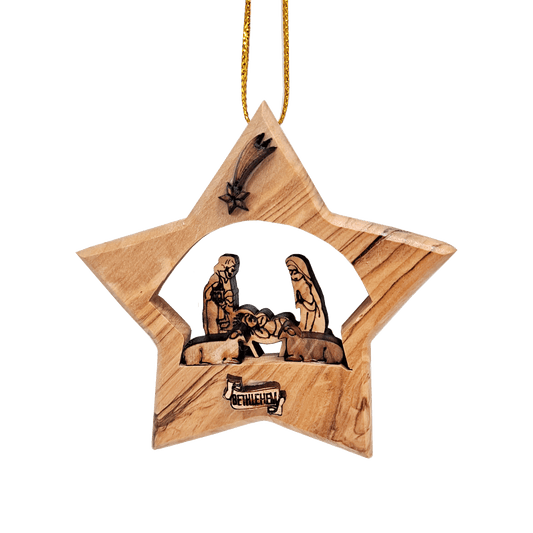 Olive Wood Star Nativity