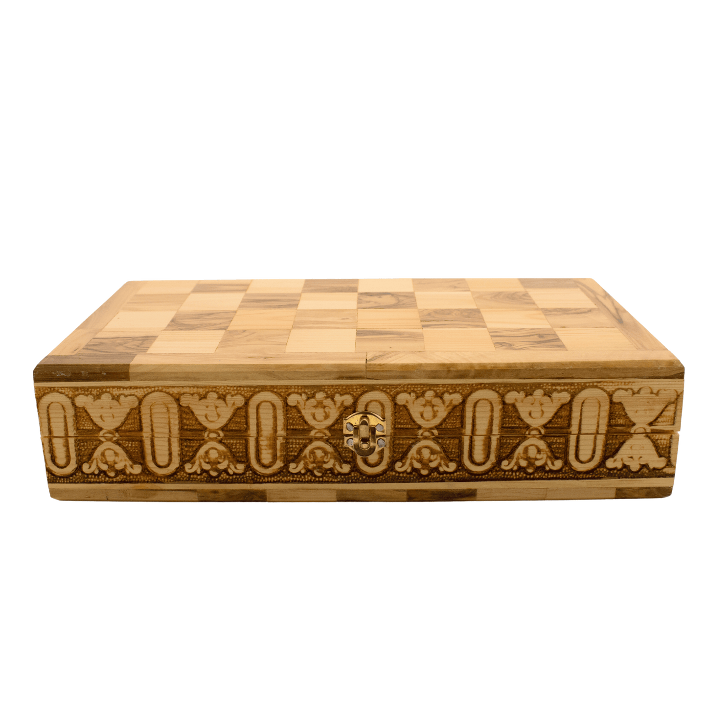 Olive wood chess and backgammon set