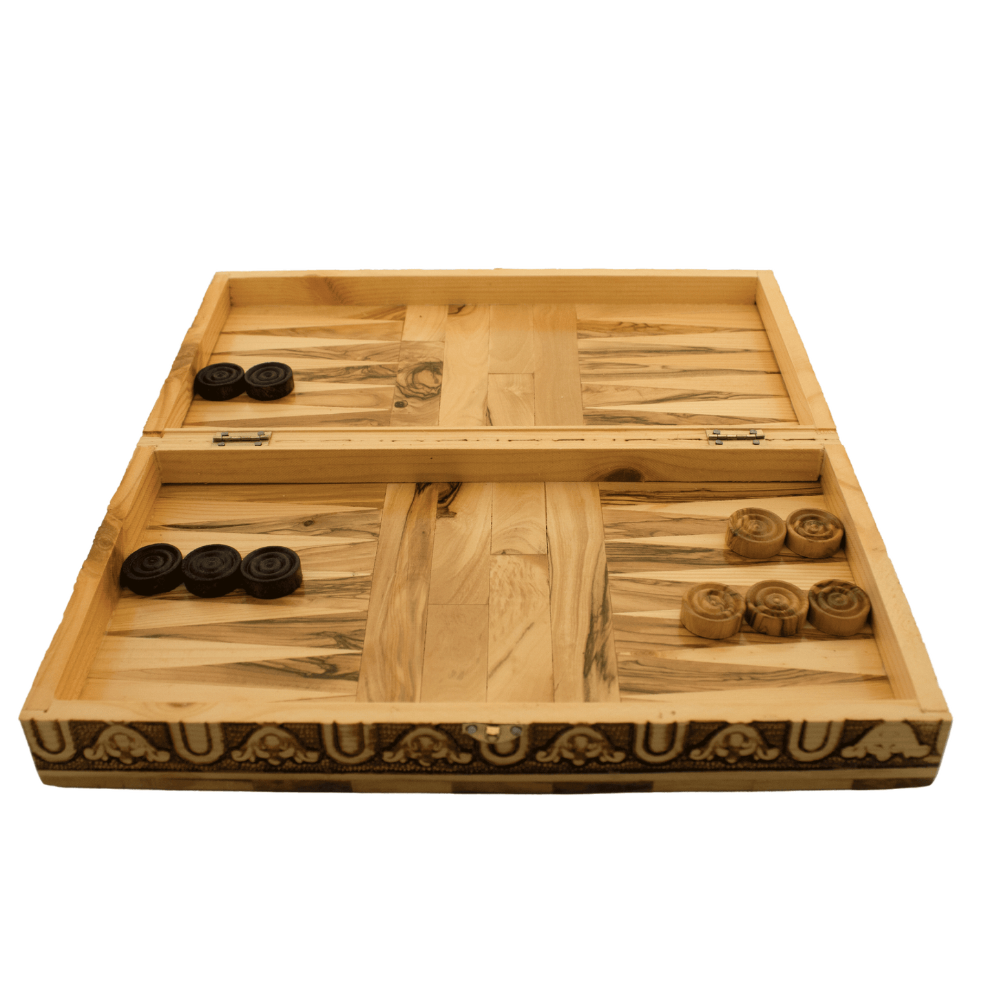 Olive wood chess and backgammon set-backgammon board