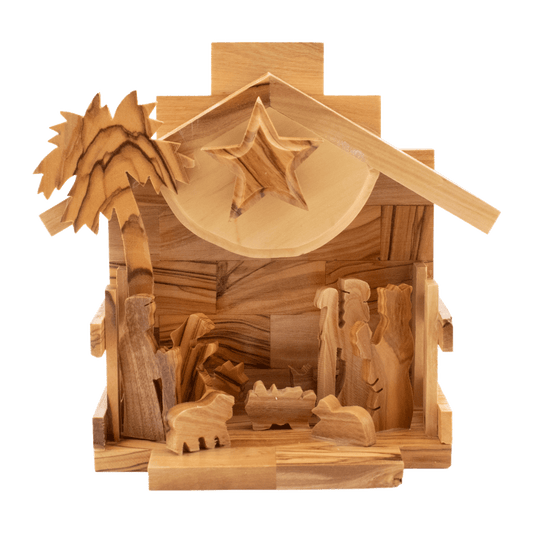 Olive Wood Hand Crafted Musical Nativity - M