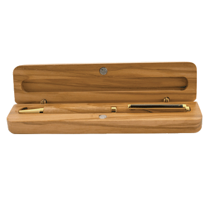 Handcrafted olive wood pen and box set