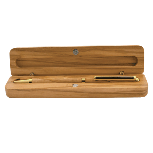 Handcrafted olive wood pen and box set