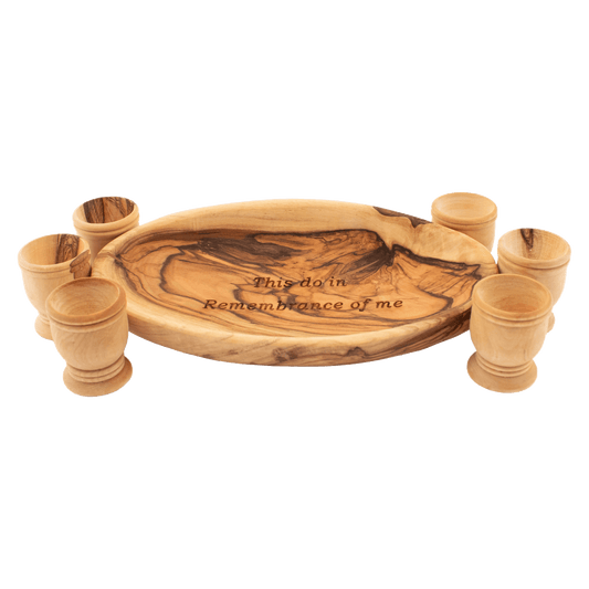 This Do in Remembrance of Me Communion Set - Olive Wood