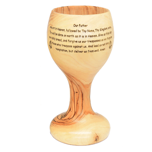 Olive Wood Lord's Prayer Engraved Goblet