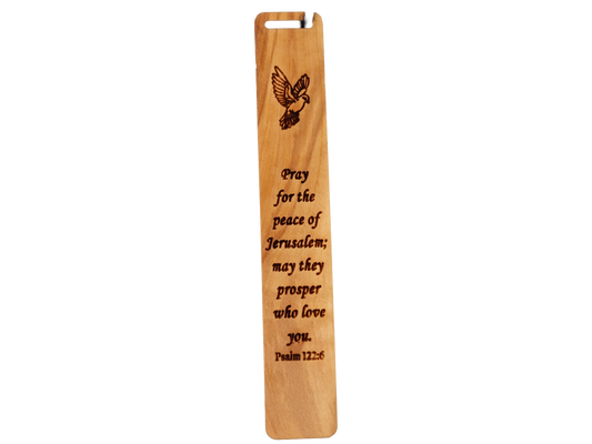 Pray for the Peace of Jerusalem Olive Wood Bookmark