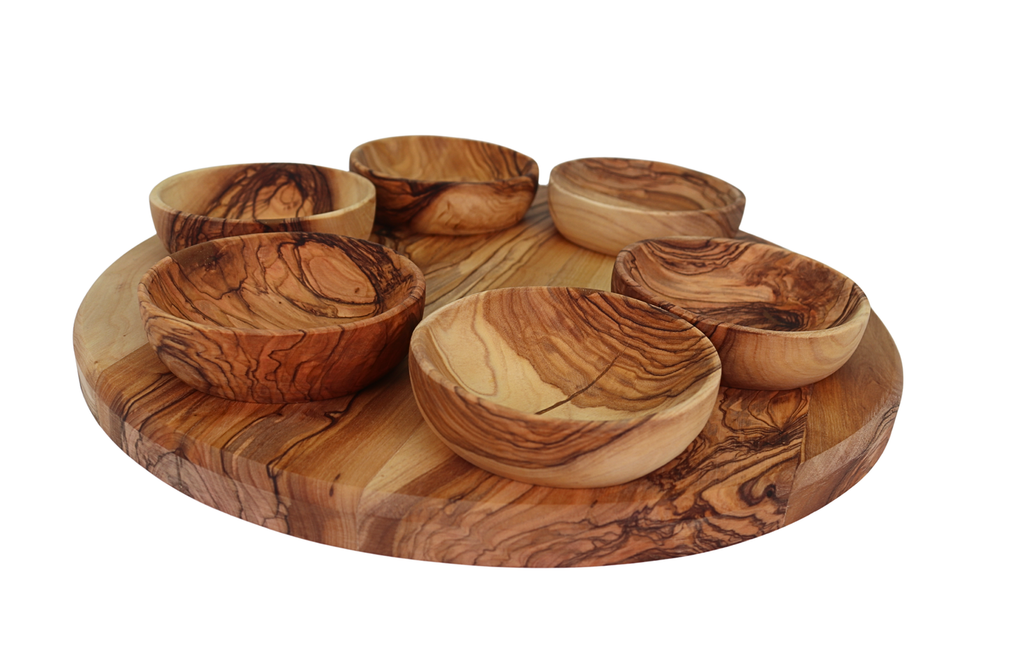 Olive Wood Seder Plate with Bowls