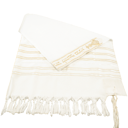 White and gold prayer shawl