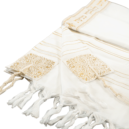 White and gold prayer shawl