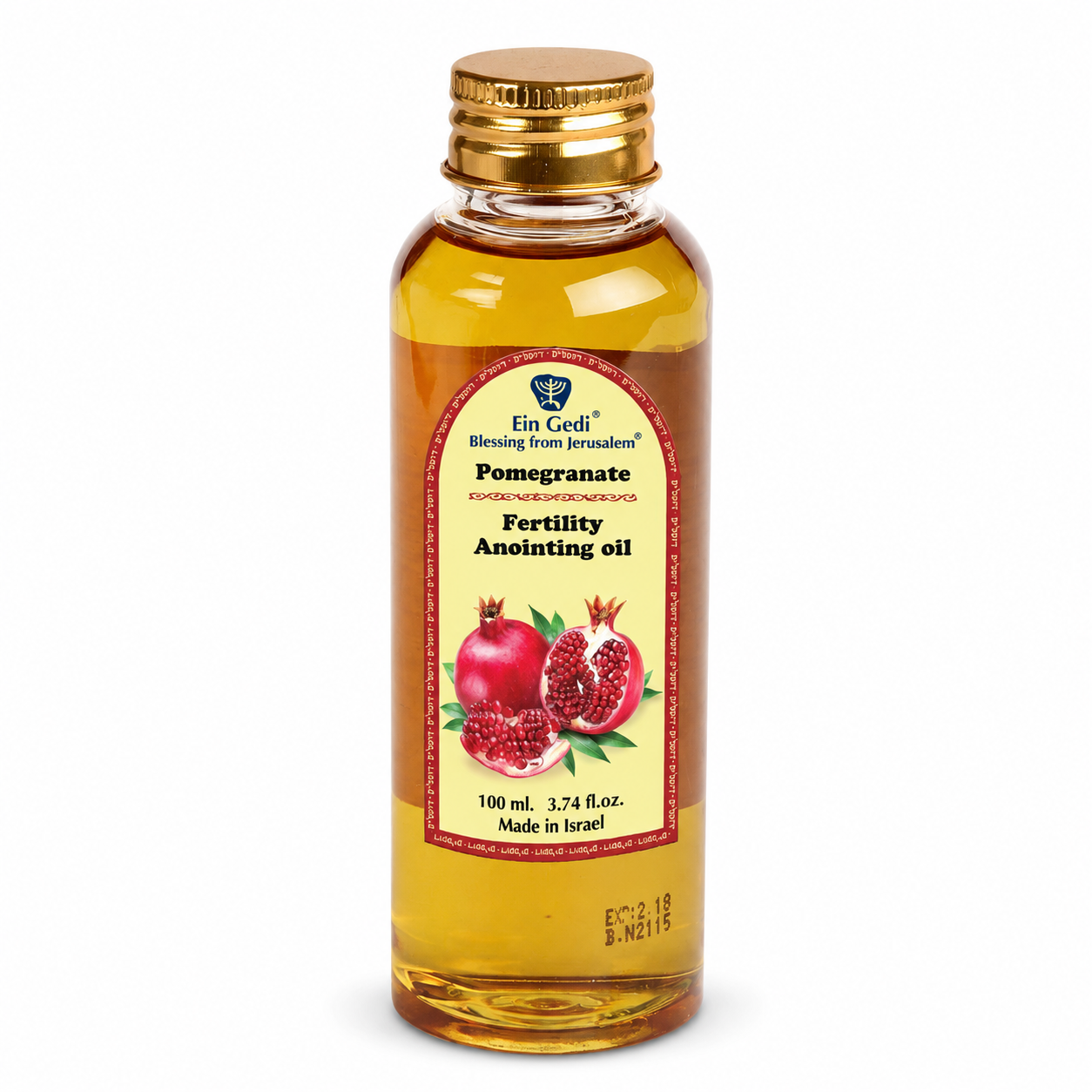 Ein Gedi Pomegranate Fertility anointing oil 100ml PET bottle on white background