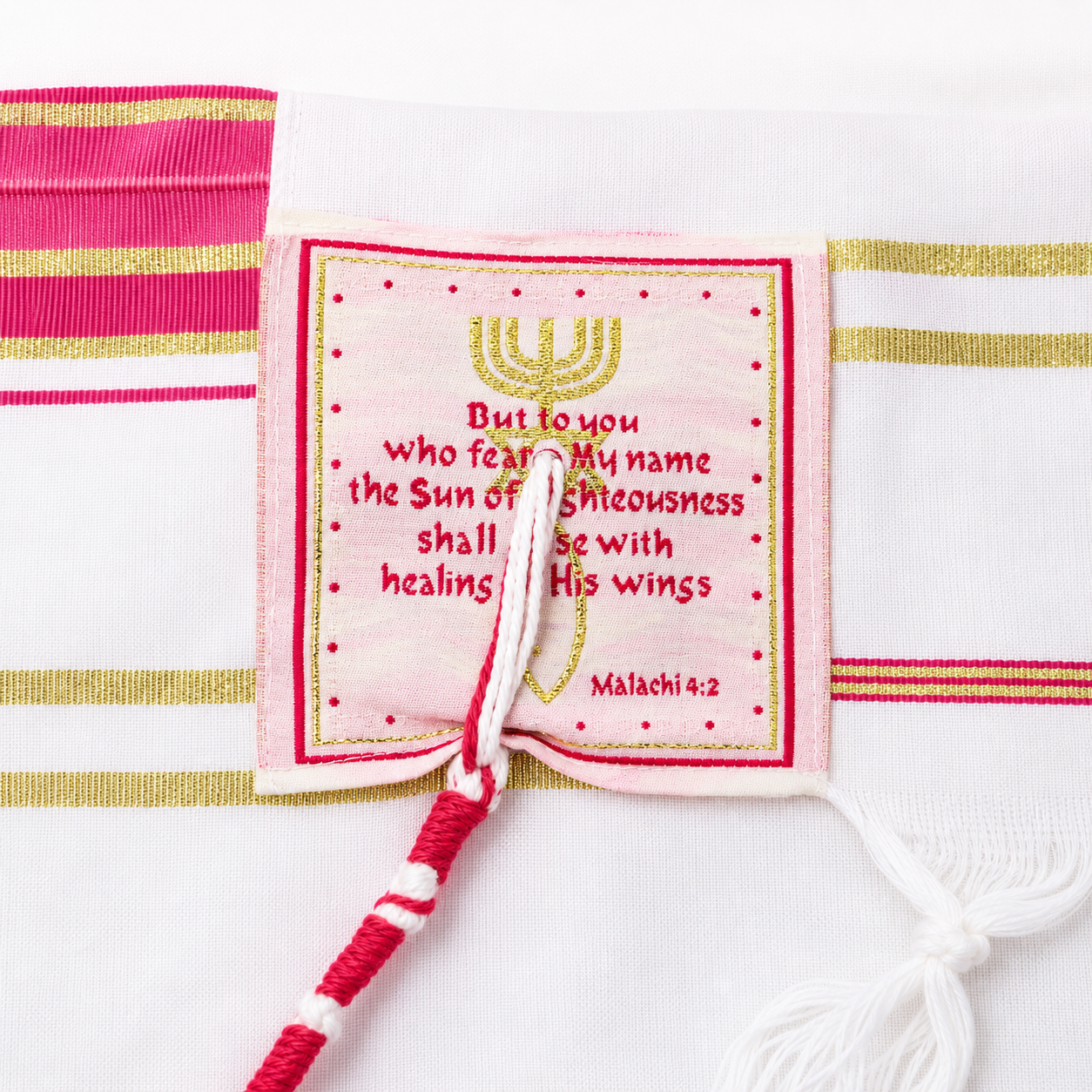 Pink & Gold Tallit Prayer Shawl with Bag