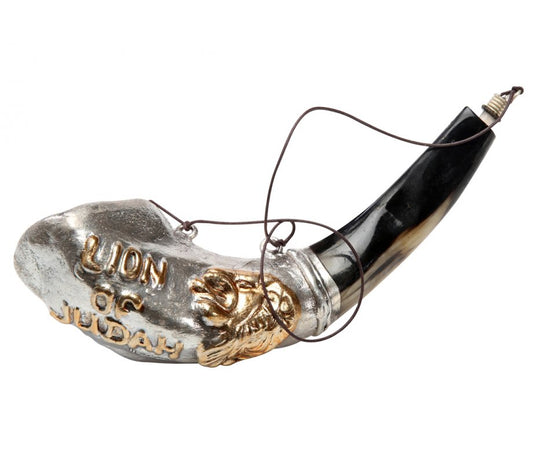 Anointing Oil Ram Shofar 14" - 17" - Silver Plated Lion of Judah Design