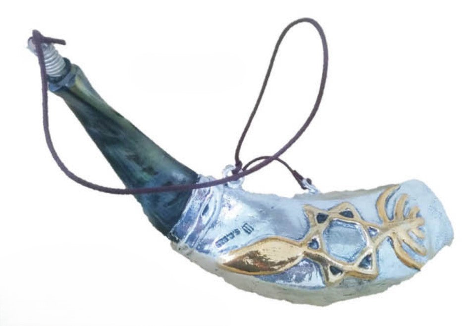 Anointing Oil Ram Shofar 14" - 17" - Silver Plated Grafted In Design