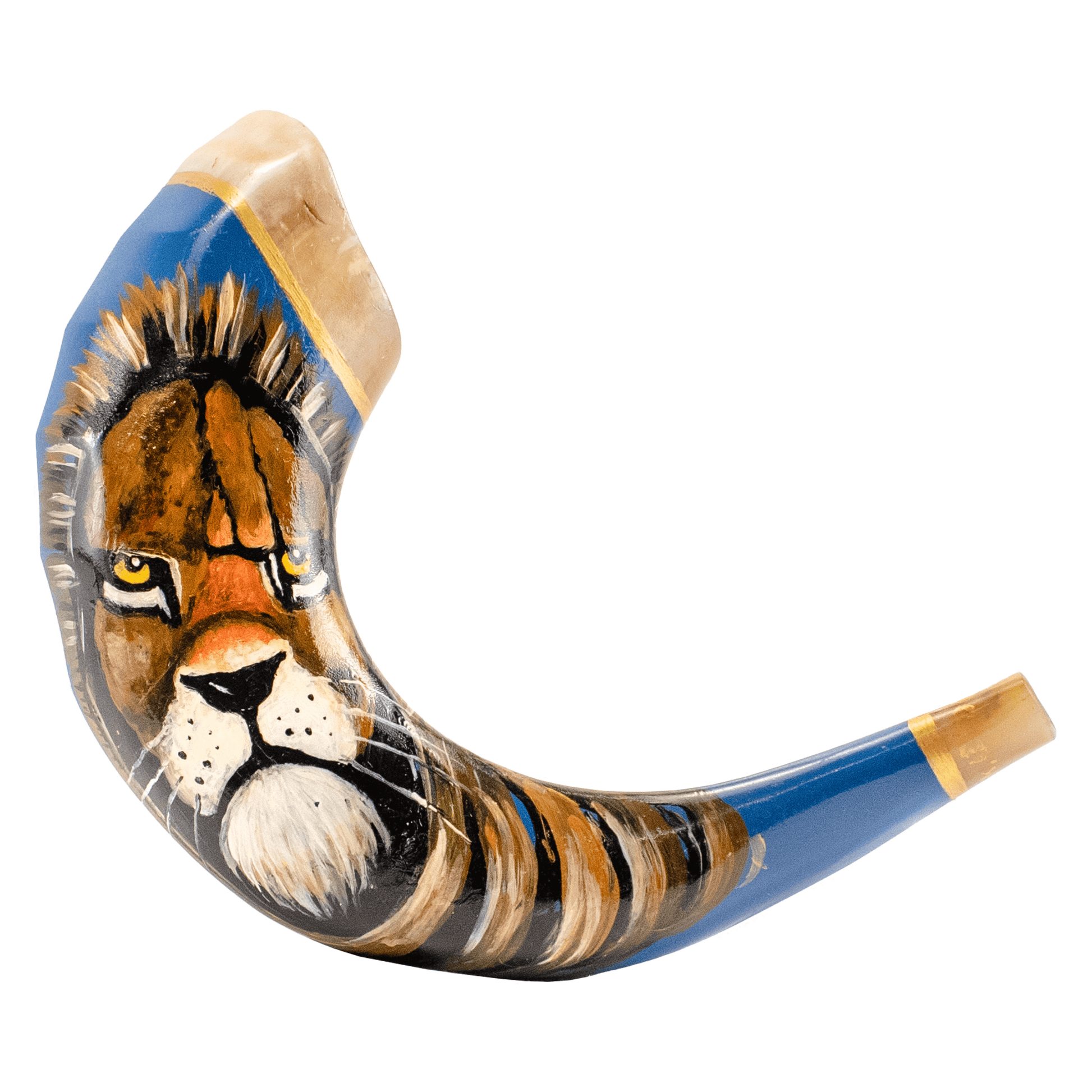 Painted Blue Lion of Judah Rams Horn