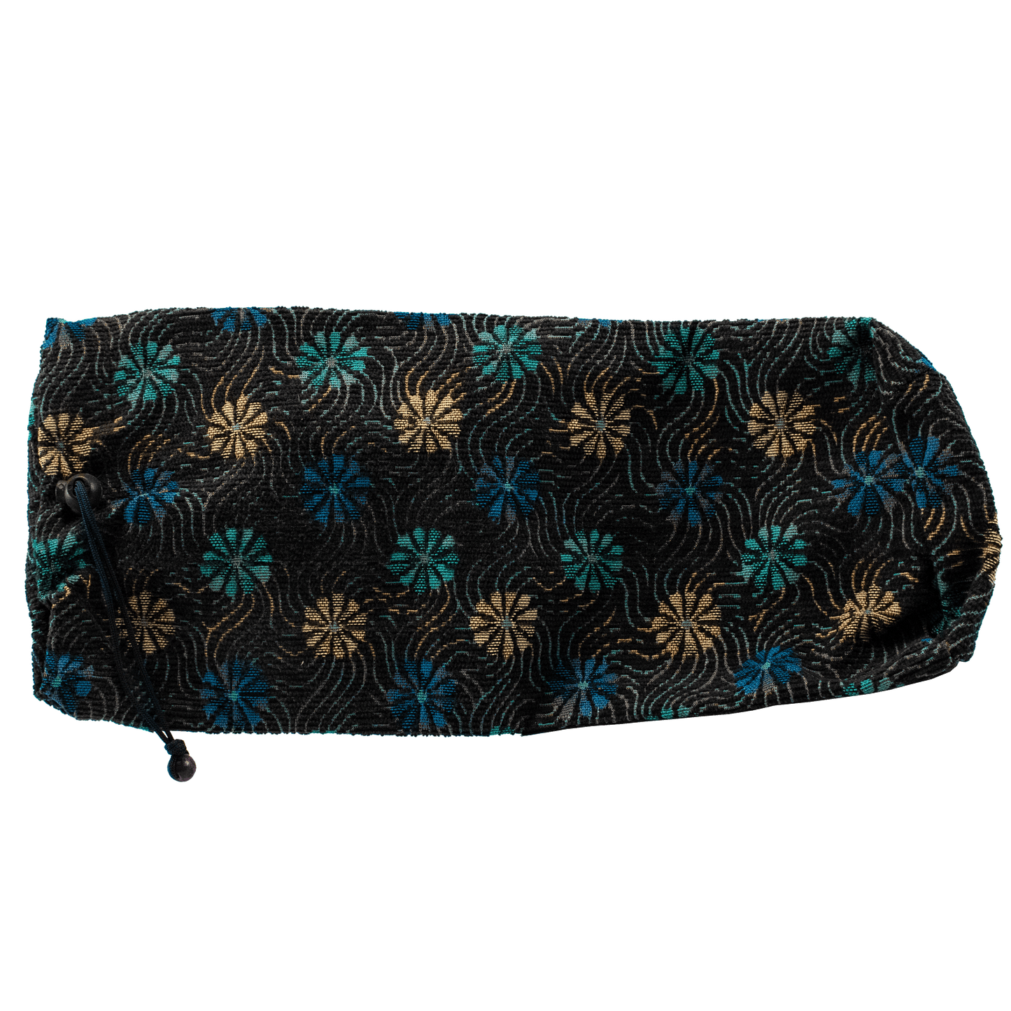Navy Shofar Bag 17 inches. with light yellow and blue hues of whimsical daisy pattern