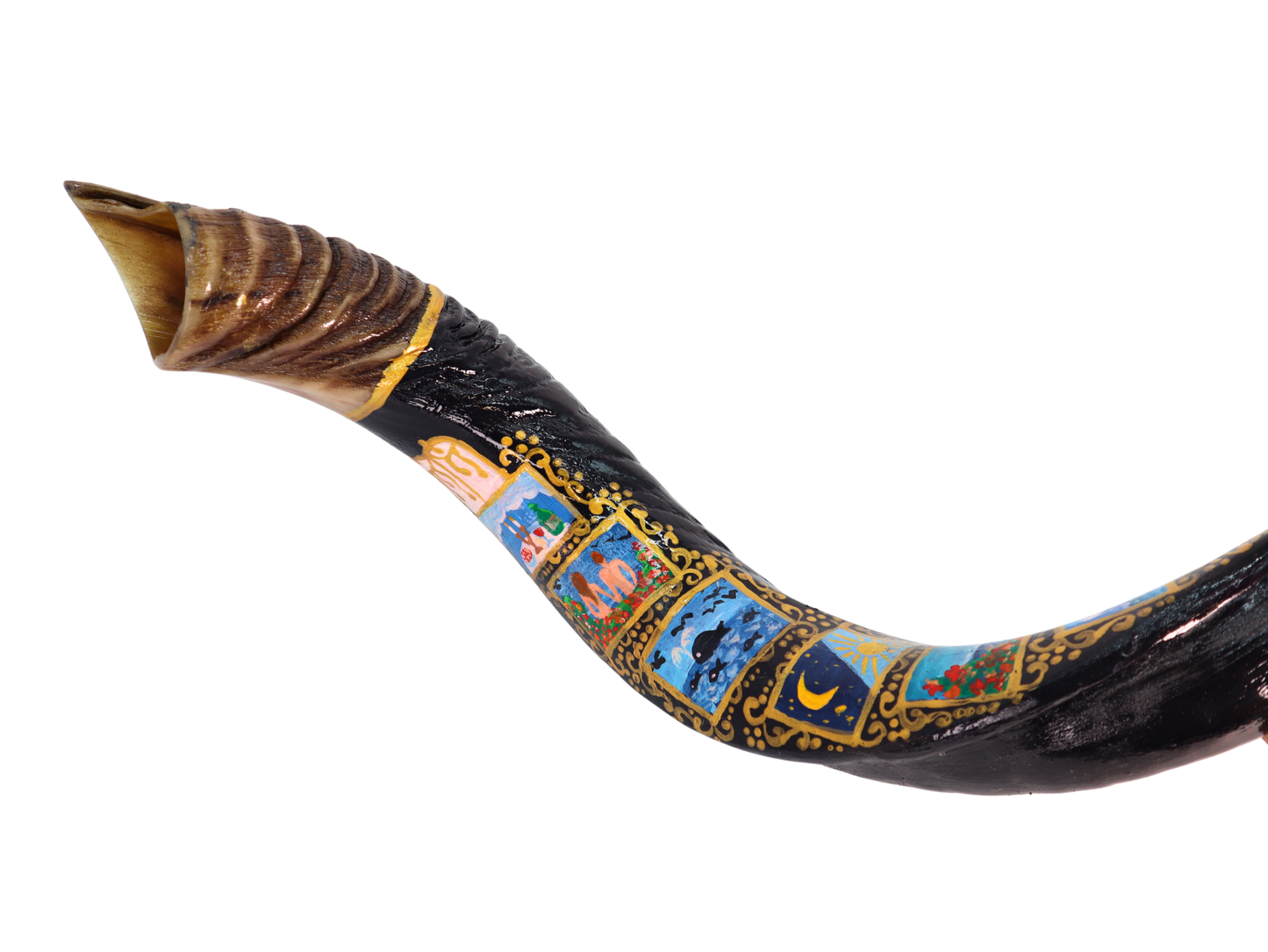 Yemenite Shofar 40" - 44" - Hand Painted Scenes of Israel