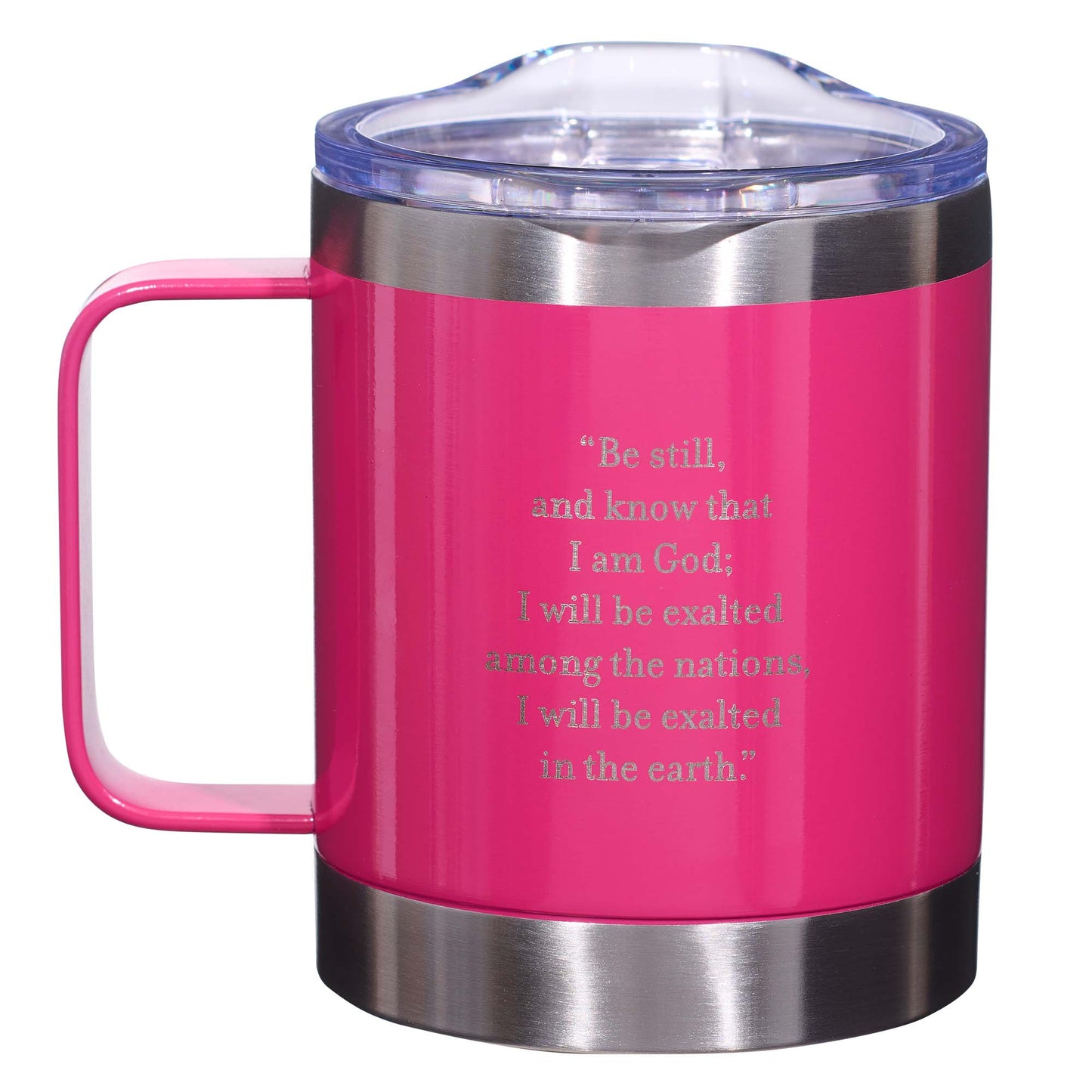 Be Still Pink Camp-style Stainless Steel Mug - Psalm 46:10