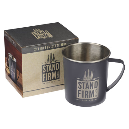 Stand Firm Anchor Gray Camp-style Stainless Steel Mug - 1 Corinthians 16:13