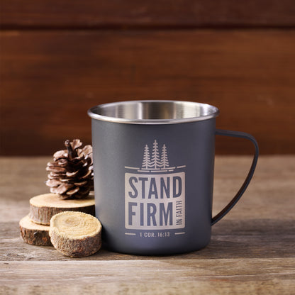 Stand Firm Anchor Gray Camp-style Stainless Steel Mug - 1 Corinthians 16:13