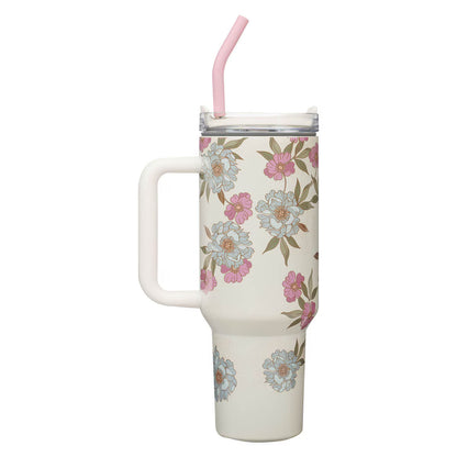 Everything Beautiful Whimsical Blooms 40 oz Stainless Steel Tumbler with Straw- Ecclesiastes 3:11