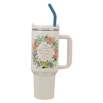 Sweet Friendship Stainless 40 oz Stainless Steel Tumbler with Straw - 27:9