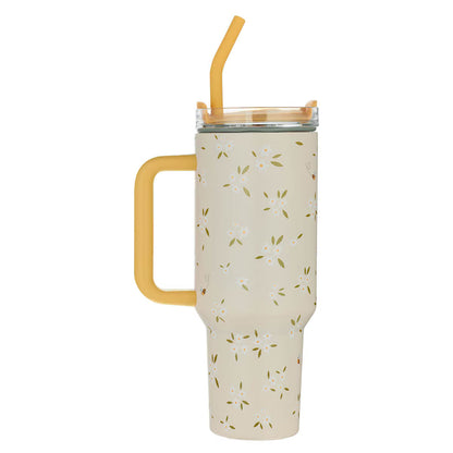 Amazing Teacher Blossom and Bees 40 oz Stainless Steel Tumbler with Straw