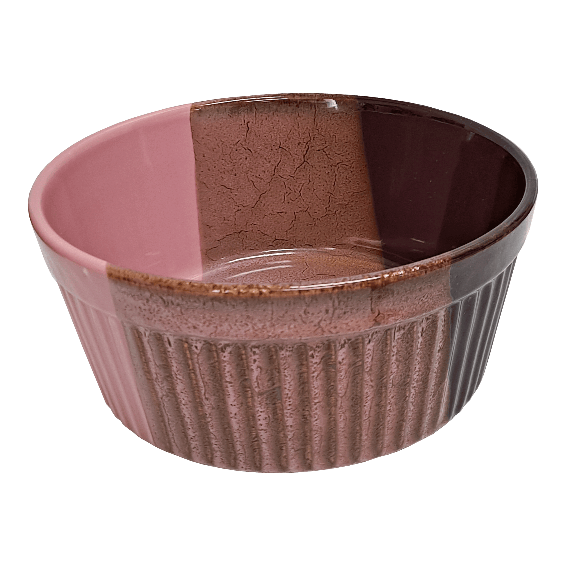 Brown and pink serving bowl made of Lapid stoneware