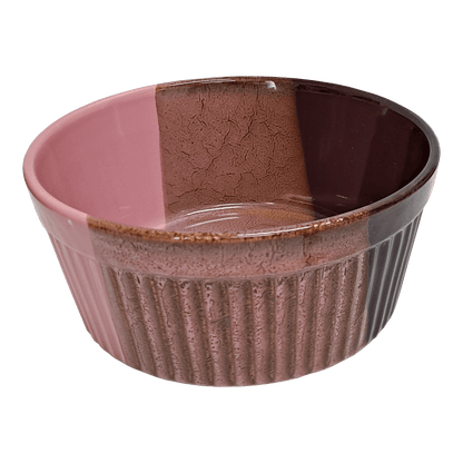 Brown and pink serving bowl made of Lapid stoneware