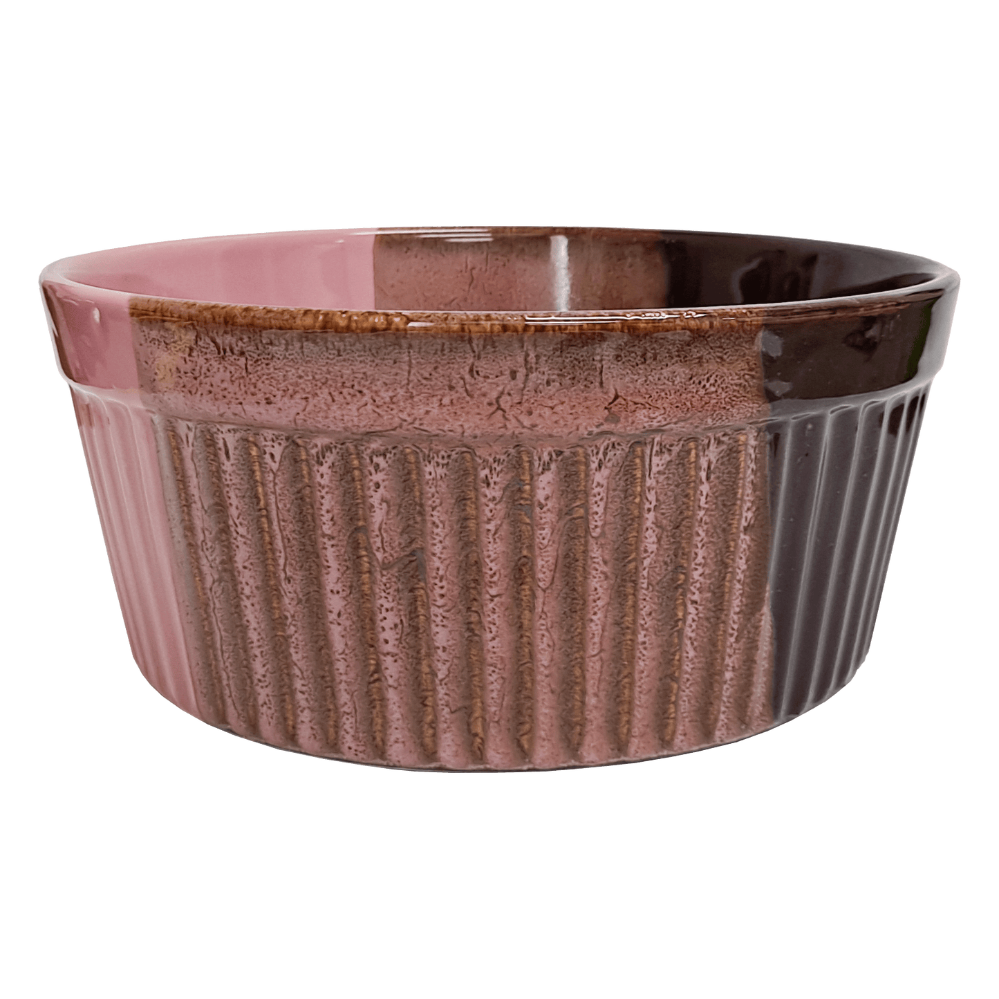 Brown and pink serving bowl made of Lapid stoneware