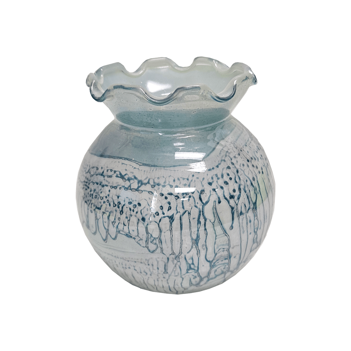 Simron Vase Simron Painted Glass Bowl Vase with Scalloped Rim – Holyland Marketplace