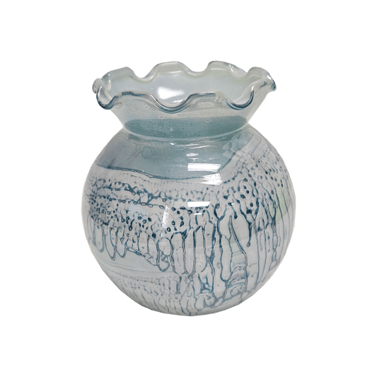 A Simron Painted Glass Bowl Vase Standing at 4 inches tall