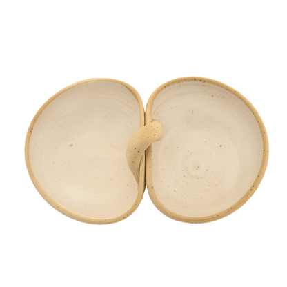 Ivory handcrafted ceramic duo bowl 