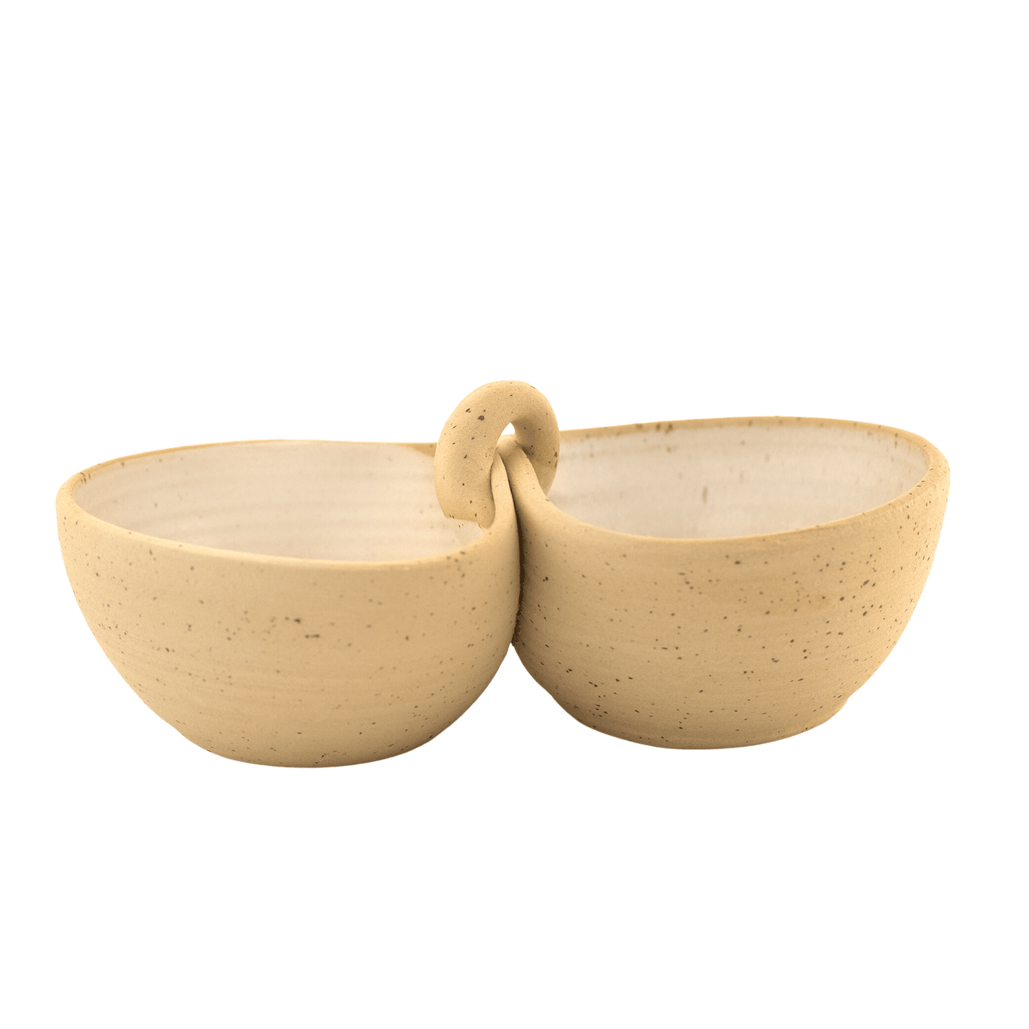 Ivory handcrafted ceramic duo bowl 