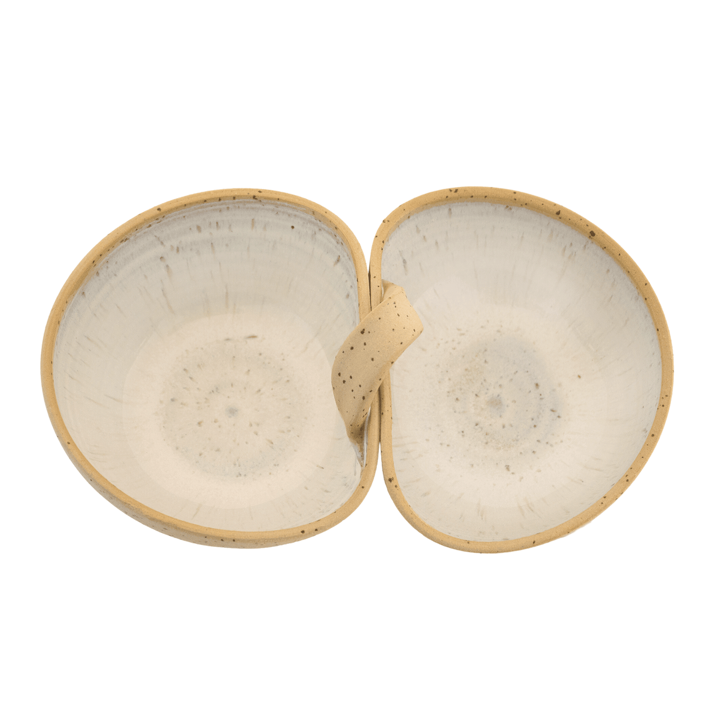 White handcrafted ceramic duo bowl 