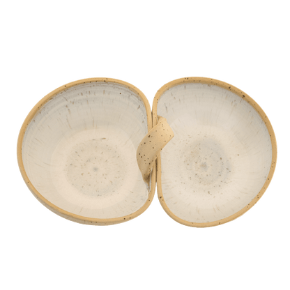 White handcrafted ceramic duo bowl 