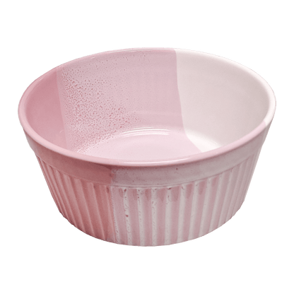 Pink and white serving bowl made of Lapid stoneware