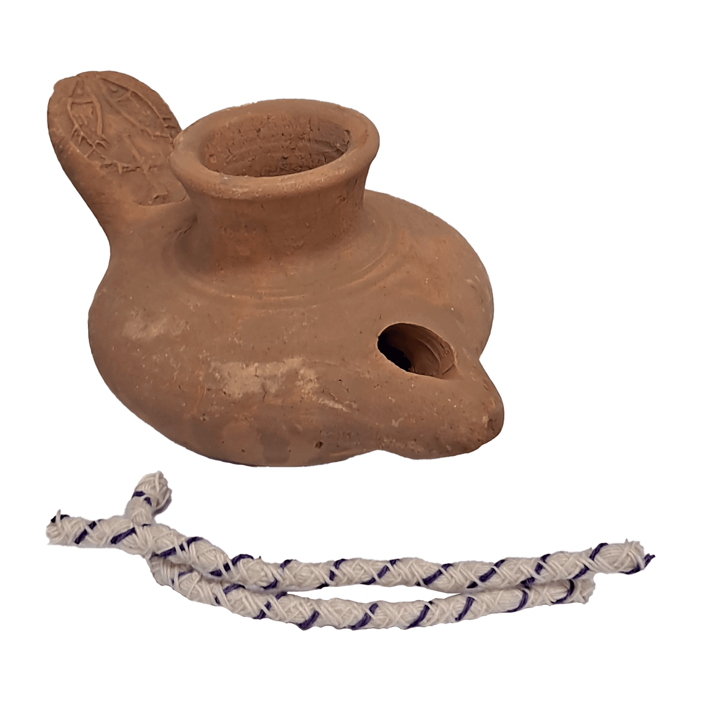 Crusader Clay Oil Lamp withFish