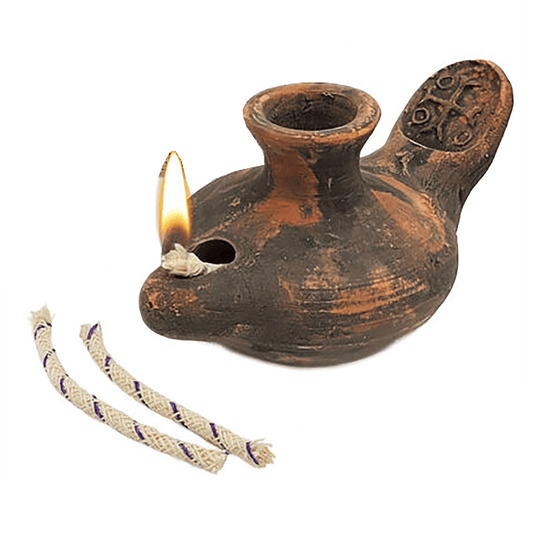 Crusader Clay Oil Lamp with Cross