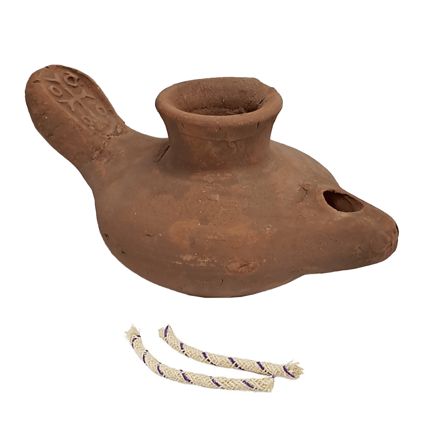 Crusader Clay Oil Lamp with Cross